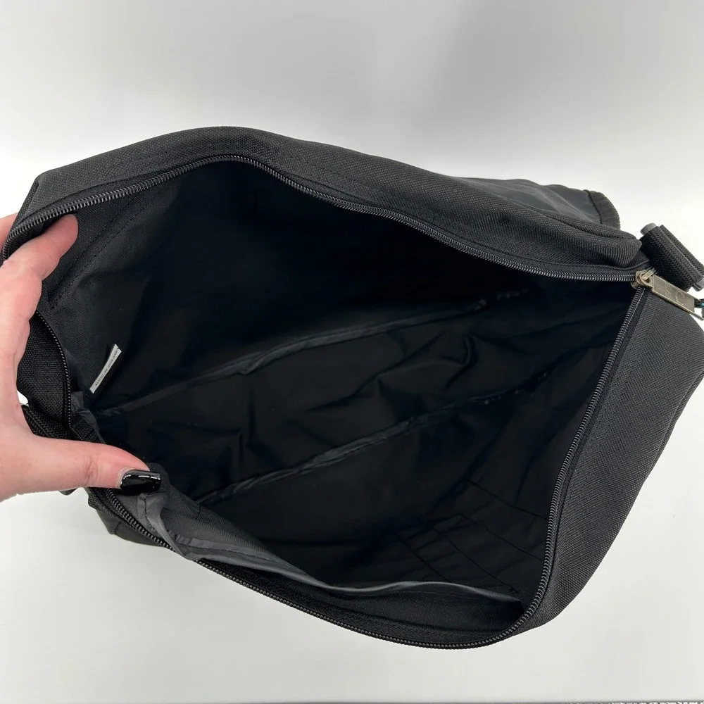 Sierra Club Black Canvas Messenger Bag Adjustable Strap Organizer Travel Work